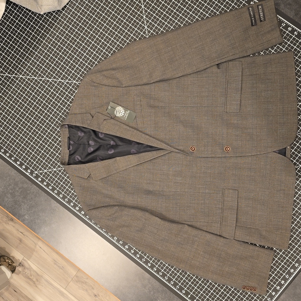 NWT - Vince Camuto NWT Burge Grey 48R Slim Fit Checked Blazer